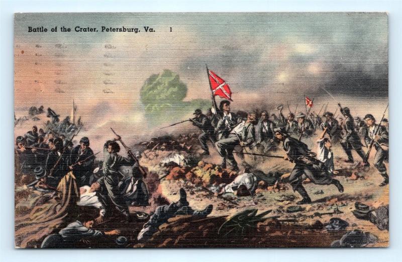 Postcard VA Petersburg Civil War Battle of the Crater Vintage Linen J6