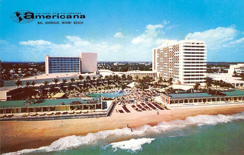 AMERICANA Bal Harbour, Florida Resort Hotel ca 1960s Vintage Postcard