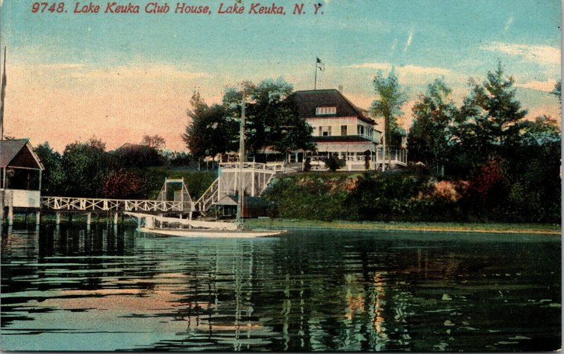 Vtg 1910s Lake Keuka Club House Hammondsport New York NY Postcard ...