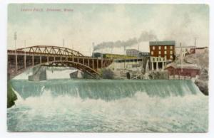 Spokane WA Lower Falls 1900's Colored Postcard