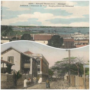 Senegal Dakar 1909- 1915 harbor and post unit of 2 scenic postcards