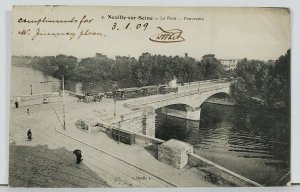 Neuilly sur Seine Le Pont Panorama c1909 Postcard L12