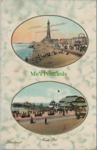 Lancashire Postcard -The Parade and North Pier, Blackpool  RS26069