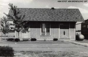 New Bremen Ohio Train Station Depot Real Photo Antique Postcard J71259