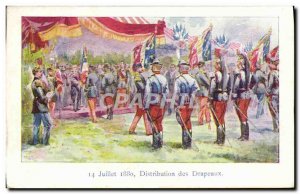 Old Postcard July 14, 1880 Distribution of flags