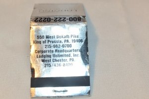 Lodging Unlimited Pennsylvania Silver 20 Strike Matchbook