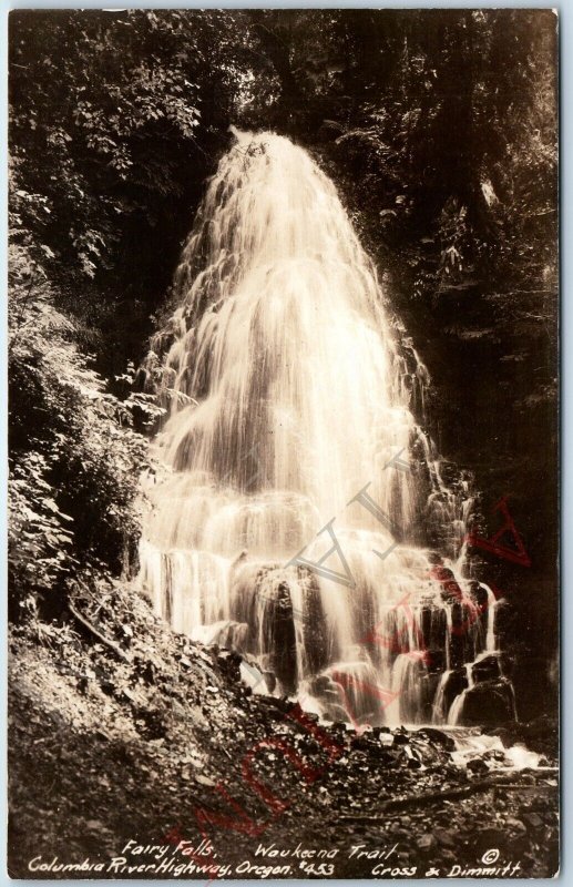 c1930s Corbett, OR RPPC Fairy Falls Wahkeena Trail Columbia River Highway A166