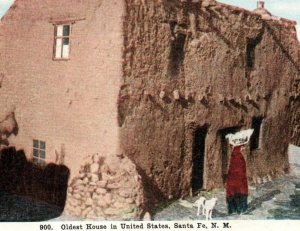 Vintage Postcard Oldest House in United States Santa New Mexico