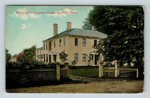 Concord MA, Poet Ralph Waldo Emerson Home Vintage Massachusetts Postcard