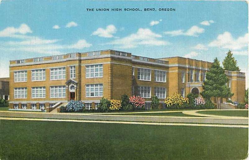 Union High School Bend Oregon OR Linen Postcard