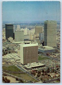 1973 Houston Texas TX Vintage Fabulous Birds Eye View Buildings Road Posted