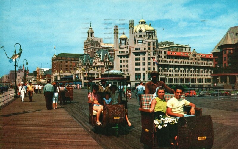 Vintage Postcard 1955 Rolling Chair on Boardwalk Atlantic City NJ New Jersey