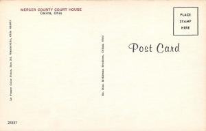 Celina Ohio~Mercer County Court House~1950s Postcard 