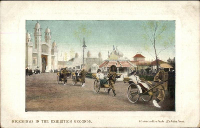 Franco British Exhibition Rickshaws c1910 Postcard