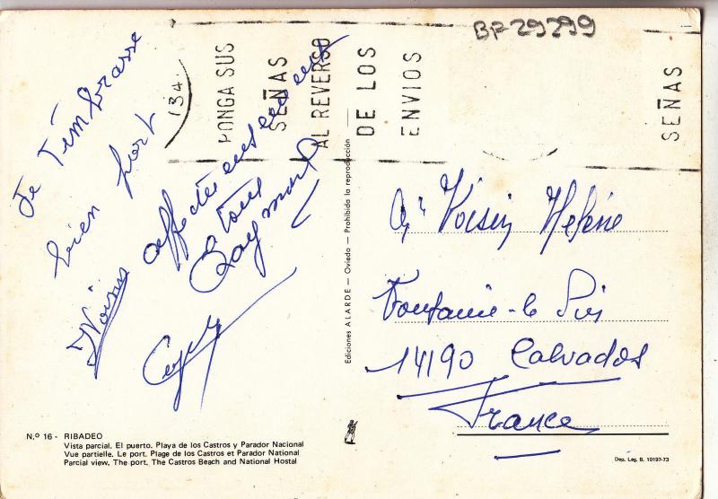 BF29299 ribadeo vista parcial el puerto ship spian  front/back image