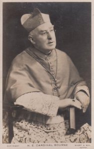 HE Cardinal Bourne Archbishop of Westminster London Real Photo Postcard