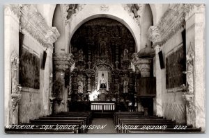 Tucson AZ RPPC Interior San Xavier Mission Real Photo Postcard V23