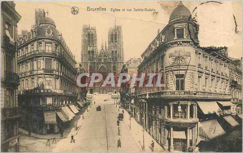 Old Postcard Brussels Church and Sainte Gudule