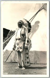 AMERICAN INDIAN CHIEF VINTAGE REAL PHOTO POSTCARD RPPC