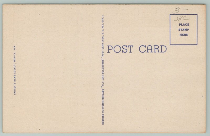 Mobile Alabama~Ships~Large Letter Linen Postcard c1940