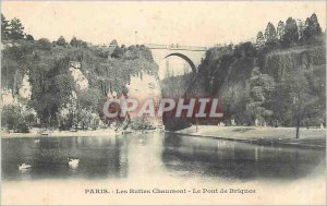 Old Postcard PARIS Buttes Chaumont The brick bridge