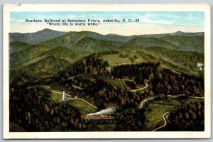 Vtg Asheville North Carolina NC Southern Railroad Seventeen Points Postcard