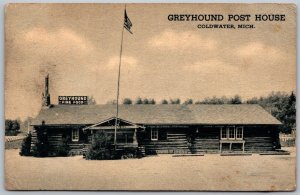 Coldwater Michigan 1940s Postcard Greyhound Post House Restaurant Bus Depot