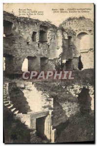 Postcard Old Aisne Coucy the XIII century castle stairs of the castle