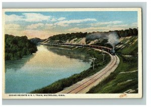 c.1913 Postcard  Cedar Heights & R. I. Train Waterloo Iowa Rock Island Lines 