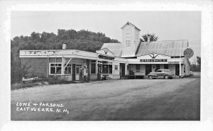 East Weare NH Red & White Store Gulf Gas Station Pumps Real Photo Postcard