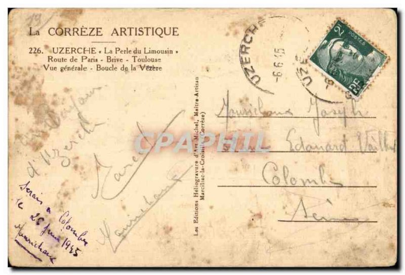 Old Postcard Uzerche Pearl Limousin Brive Toulouse Route de Paris General vie...