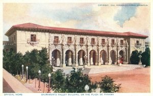 Vintage Postcard 1920s Sacramento Valley Bldg. Plaza Panama Pan.-Cal. Exposition