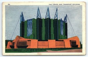 1933 CHICAGO WORLD'S FAIR THE TRAVEL AND TRANSPORT BUILDING POSTCARD P2016