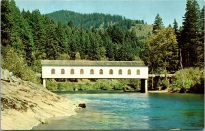 Postcard OR Covered Bridge Across the McKenzie River near Eugene 1952 S64