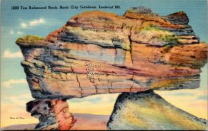 Postcard GA 1000 Ton Balanced Rock, Rock City Gardens, Lookout Mt.