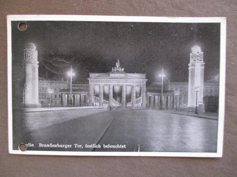 1942 Germany Photo Postcard - Berlin - Brandenburg Gate At Night (VV117)