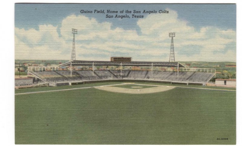 Baseball Postcard Guinn Field Home San Angelo Colts San Angelo Texas TX