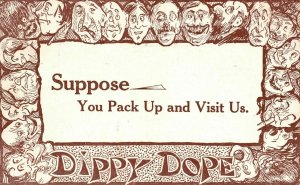 Vintage Postcard 1957 Suppose Your Pack Up and Visit Us Dippy Dope Faces Comics