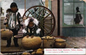 Eskimo Handmade Baskets Teller Alaska Vintage Postcard C046