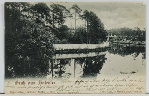 Gruss aus Halensee Herthasee Lake  1898 J Goldiner Berlin Postcard L1