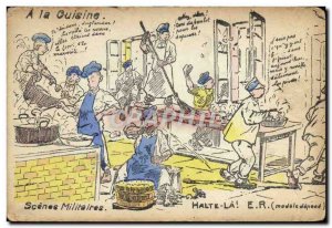 Old Postcard Militaria In the kitchen