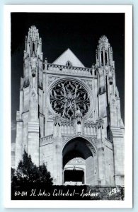 RPPC  SPOKANE, Washington WA ~ ST. JOHN'S CATHEDRAL  ca 1940s Leo's Postcard