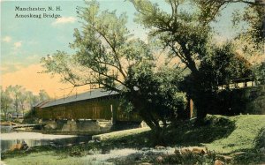 Postcard New Hampshire Manchester Amoskeag Bridge Leighton 23-9851