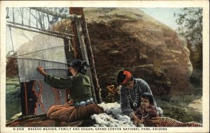 Fred Harvey Grand Canyon Nat'l Park Arizona AZ Navaho Weaver H-3156 Postcard