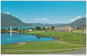 SALMON ARM, British Columbia, Canada; Hospital and Lake, Colorful Fountain, 4...