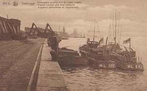 WW1 Memorial Ship Mole War Belgium Remembrance Dead Military Antique Postcard