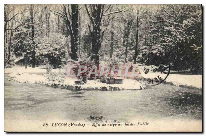 Vendee Lucon Old Postcard Effect of Snow at Public Garden