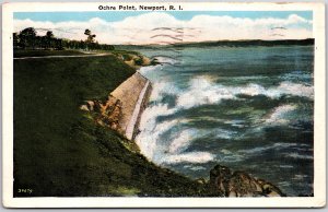 Newport Rhode Island RI, 1937 Ochre Point, Coastline, Cliff, Vintage Postcard