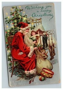 Vintage 1900's Tuck's Christmas Postcard - Santa Brings Toys Sleeping Child