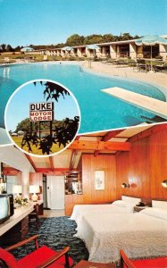 Durham, NC North Carolina  DUKE MOTOR LODGE  Pool~Room  ROADSIDE MOTEL  Postcard